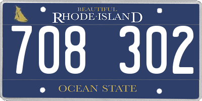 RI license plate 708302
