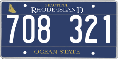 RI license plate 708321