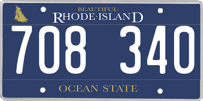 RI license plate 708340