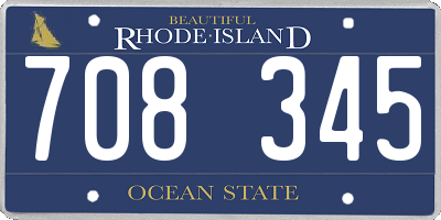 RI license plate 708345