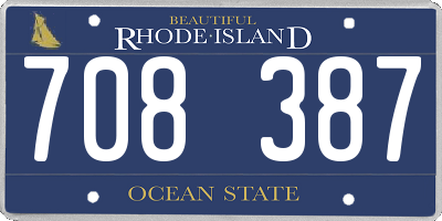 RI license plate 708387