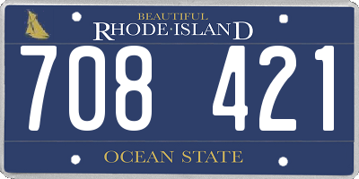 RI license plate 708421