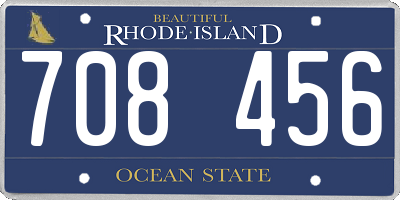 RI license plate 708456