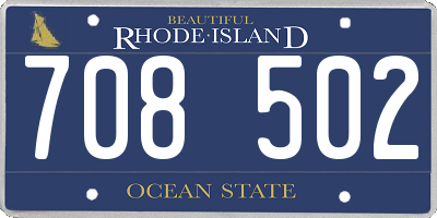 RI license plate 708502