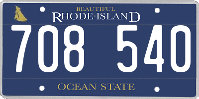 RI license plate 708540