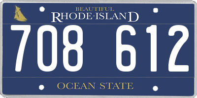 RI license plate 708612