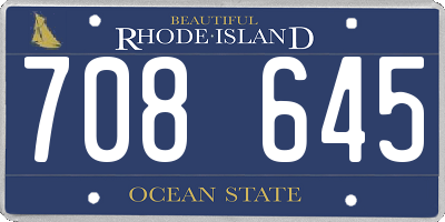 RI license plate 708645