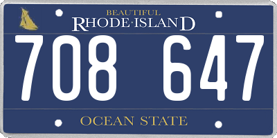 RI license plate 708647