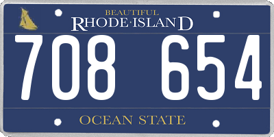 RI license plate 708654