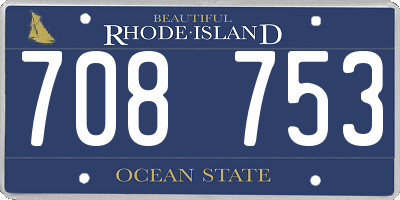 RI license plate 708753