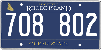 RI license plate 708802