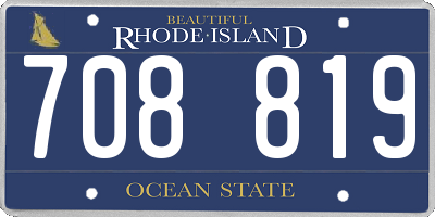 RI license plate 708819