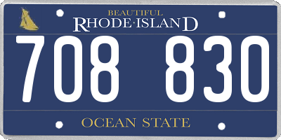 RI license plate 708830