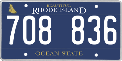 RI license plate 708836
