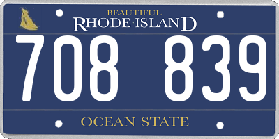 RI license plate 708839
