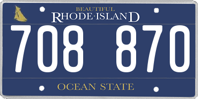 RI license plate 708870
