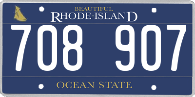 RI license plate 708907
