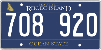 RI license plate 708920