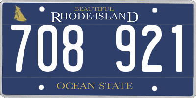 RI license plate 708921