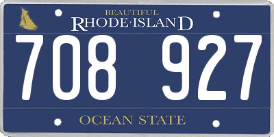 RI license plate 708927