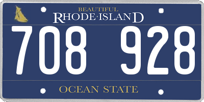 RI license plate 708928