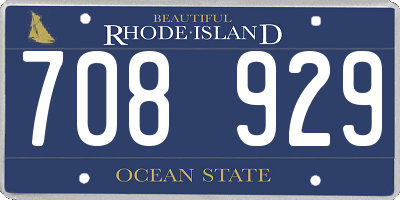 RI license plate 708929