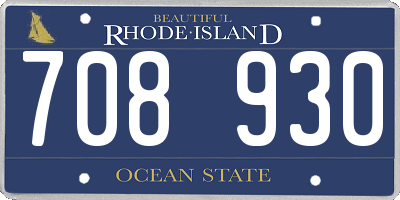 RI license plate 708930