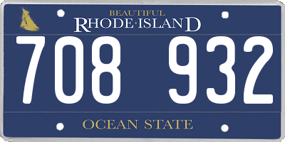 RI license plate 708932