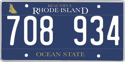 RI license plate 708934
