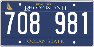 RI license plate 708981