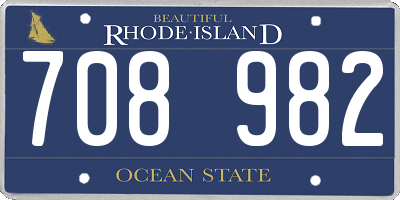 RI license plate 708982