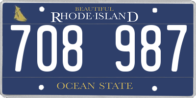 RI license plate 708987