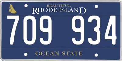 RI license plate 709934