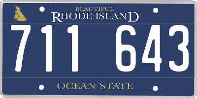 RI license plate 711643