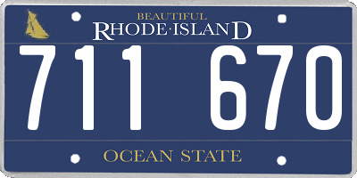 RI license plate 711670