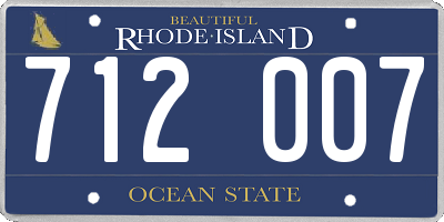 RI license plate 712007