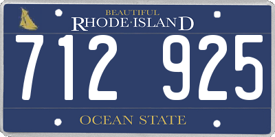 RI license plate 712925