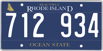 RI license plate 712934