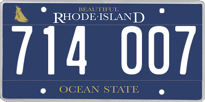 RI license plate 714007