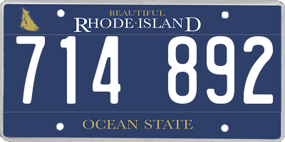 RI license plate 714892
