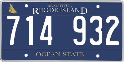 RI license plate 714932