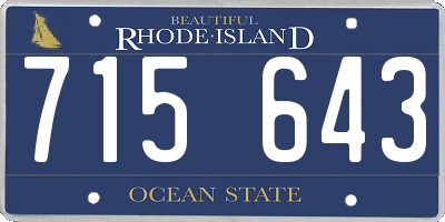 RI license plate 715643