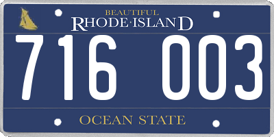 RI license plate 716003