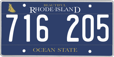 RI license plate 716205