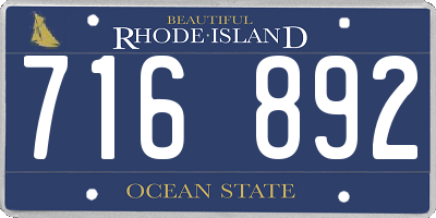 RI license plate 716892