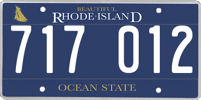 RI license plate 717012