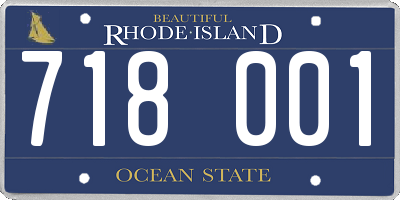 RI license plate 718001