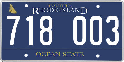 RI license plate 718003