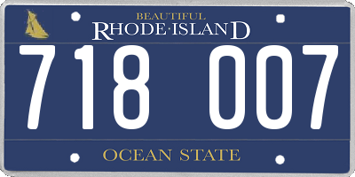 RI license plate 718007