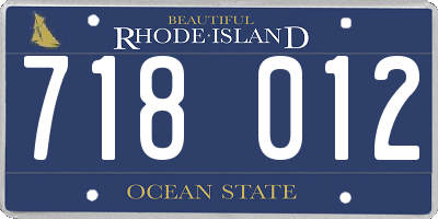 RI license plate 718012